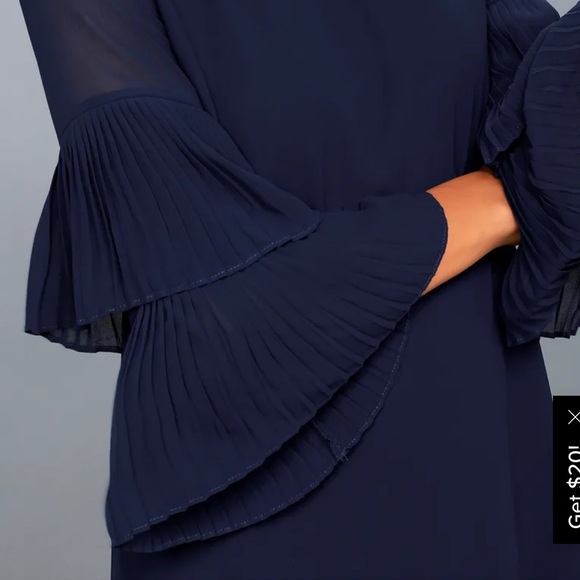 Lulus Cocktail Mini Dress Blue Chic Shift Mini Dress Statement Sleeve Small NWT - Picture 5 of 12